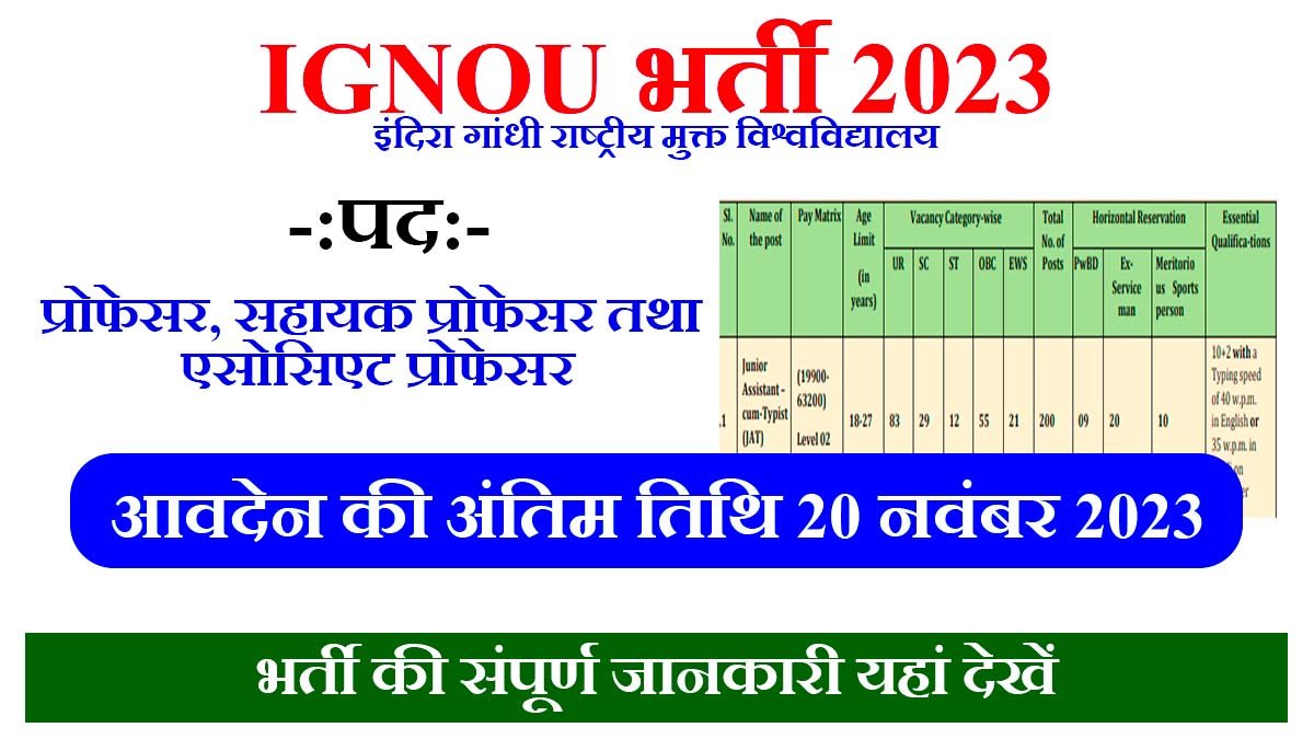 IGNOU Vacancy 2023 In Hindi